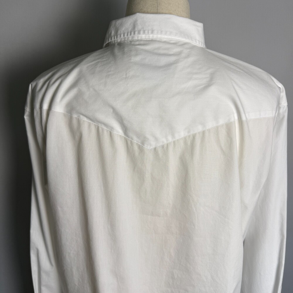 Gibson Men's XXL Western Shirt Solid White Pearl Snap Buttons Chest Pockets - Picture 10 of 15